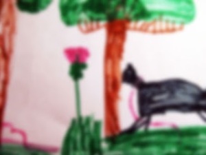 child's drawing, blurred